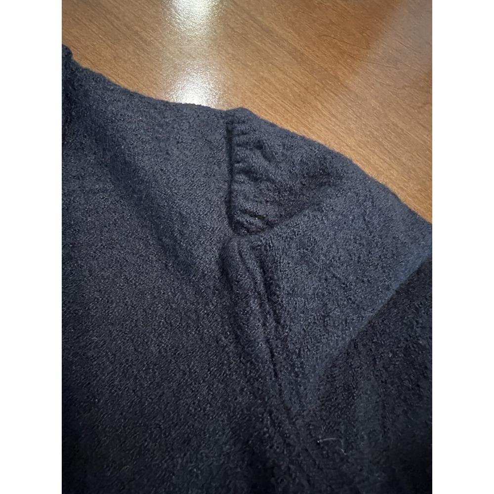Hannes Roether Black Wm's Virgin Wool Sweater Size XS Rolled Hem Collar - Picture 10 of 15
